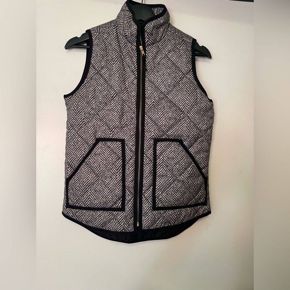 J. Crew herringbone quilted micro chevron print vest